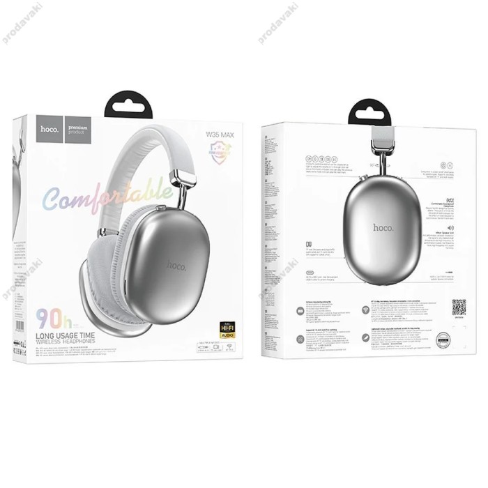Бездротові Bluetooth навушники Hoco W35 Max Joy headphones BT 5.3 Silver